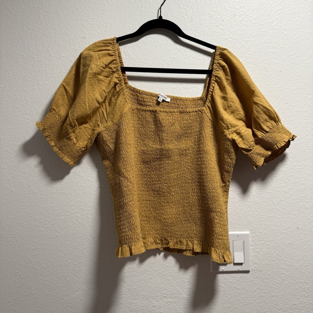 Madewell Womens Lucie Puff Sleeve Smocked Top Size XL Cottagecore Feminine Work